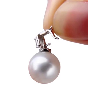 Pendentif en argent S925, accessoire de bricolage, perles rondes plates de 9 à 12 mm, boucle de collier vide pour colliers de perles, 30966 - Product Image 5