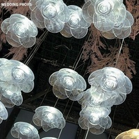 Lustre en forme de rose transparente en acrylique à 5/10 têtes, lampe suspendue transparente pour hôtel, centre commercial, mariage, éclairage décoratif d'intérieur