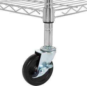 Estantería de Almacenamiento Resistente Ajustable de 5 Niveles For Basics con Ruedas de 4'' y Organizador, 30'' L x 14'' W x 64.8'' H, Cromada - Product Image 4