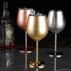 Best Luxury Stainless Steel Wine Goblets Champagne copper and silver insulated Goblet wine glass Wholesale Solid Glass Wine