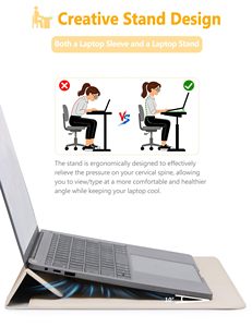 Housse pour ordinateur portable 15-16 pouces avec support pour <span class=keywords><strong>MacBook</strong></span> <span class=keywords><strong>Pro</strong></span> 16/15 M5-M1 XPS 15 Galaxy Book 15, étui en cuir PU imperméable Azul Haze Smiling - Product Image 2