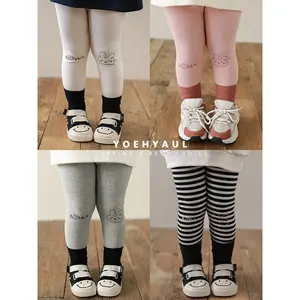 YOEHYAUL 2024 Spring New Girls Bunny Print Comfortable Leggings Playful and Cute Stretch Casual Pants For Girls