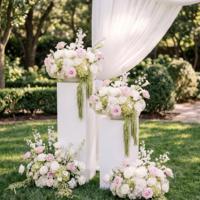 Centre de table floral artificiel effet naturel, roses blanches et roses, hortensias, lys calla, décoration de table pour mariages, événements et fêtes