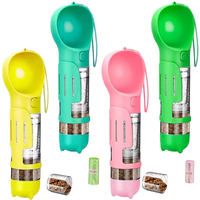 Gourde d'eau portable pour chien 3 en 1 avec récipient pour nourriture et sac à déchets pour chiens et chats en voyage