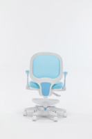 Chaise de bureau pour enfants en maille bleue et blanche, pliable, ergonomique, avec accoudoirs rembourrés et repose-pieds amovible, pour l'école et la maison