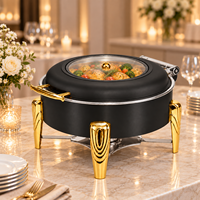 Chauffe-Plat de Luxe pour Banquets d'Hôtel et Mariages, 6L, Circulaire, en Acier Inoxydable, avec Couvercle Visible, pour Restaurants