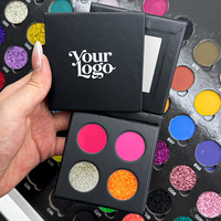 Palette d'ombres à paupières personnalisable en gros ODM/OEM, 4 couleurs, minérales, sans cruauté, longue tenue, fini mat/brillant/pailleté, haute pigmentation