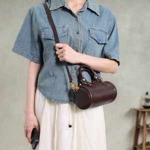 Retro Style Top Grain Cowhide <b>Mini</b> <b>Bag</b> 7 Inch Vintage Women's Handbag Tote Crossbody Water Resistant Coffee Brown Green - Product Image 3