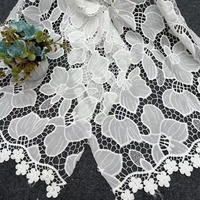 Dentelle brodée florale en interlock ripstop pour robe de mariée, voile, robe de soirée, tissu non tissé, vente en gros, blanc, sur mesure