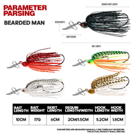 Leurre Chatterbait DN 100 mm 17 g, Jig à Lame, Buzz Bait, Tête de Poisson, Leurre à Jupe en Silicone, Jig à Basse, Spinnerbait