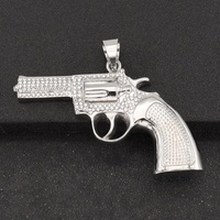 Vente en gros de bijoux en diamant en acier inoxydable plaqué or 18 carats TikTok Pendentif Offre Spéciale arme pistolet Style de mode Pack unique inclus