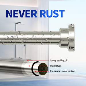 Tige de <span class=keywords><strong>tringle</strong></span> à rideau extensible en acier inoxydable, 25mm, anti-dérapante, <span class=keywords><strong>sans</strong></span> perçage, pour le séchage des vêtements - Product Image 2