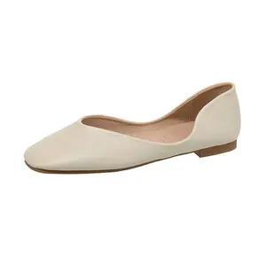 Ballerine da donna scarpe eleganti in pelle sintetica nere comode con punta tonda sulle ballerine con occhielli floreali