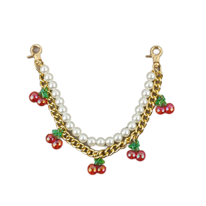 2026 Detachable Pearl Bead Cherry Gold Luxury Coin Holder Keychain Strap Metal Bag <b>Charm</b> Pendant <b>Handbag</b> Tote Hanging Ornament - Product Image 1