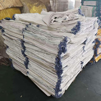 Kantong Kemasan Plastik Putih Berpinggir Biru Bahan Baku Virgin Berkualitas Tinggi, Kantong Polypropylene, Karung Anyaman PP untuk Beras, Biji-bijian, Jagung