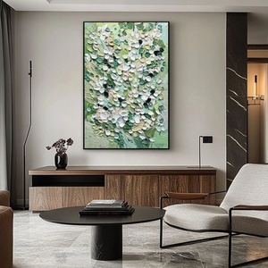 Pintura Texturizada Vertical Abstracta, Flores Vibrantes y Coloridas, Pinturas al Óleo con Textura Gruesa para el Hogar y la Galería - Product Image 1