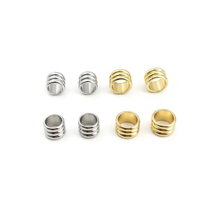 Stainless Steel Three Groove <b>Beaded</b> Ring For Leather Cord <b>Bracelet</b> DIY Spacer Sleeve <b>Gold</b> Silver Color Unisex Jewelry Making - Product Image 4