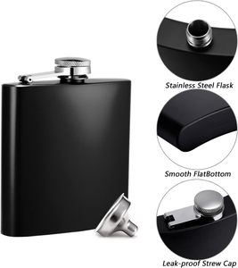 Gourde de voyage portable en acier inoxydable noir mat pulvérisé pour l'extérieur, 1oz-18oz, vente en gros - Product Image 3