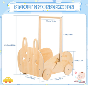 Cesta de Almacenamiento de Madera con Diseño de Conejo Neutral Personalizado para Baby Shower, Cesta de Regalo para Ropa de Bebé Recién Nacido con Ruedas - Product Image 4
