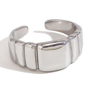Moda europea y americana, joyería de diseño de nicho simple, acero inoxidable chapado con líneas de oro de 18 quilates, Rin abierto multicapa - Product Image 6