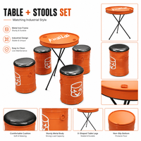 Ensemble de tables et sièges de rangement en acier inoxydable, style industriel moderne, sur mesure pour usine, pour café, bar, pub et petits espaces commerciaux
