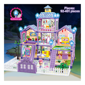 Maison miniature à construire soi-même, modèle de villa en bois à assembler avec meubles, éclairage, boîte cadeau décorative, jouets de cuisine et d'alimentation - Product Image 2