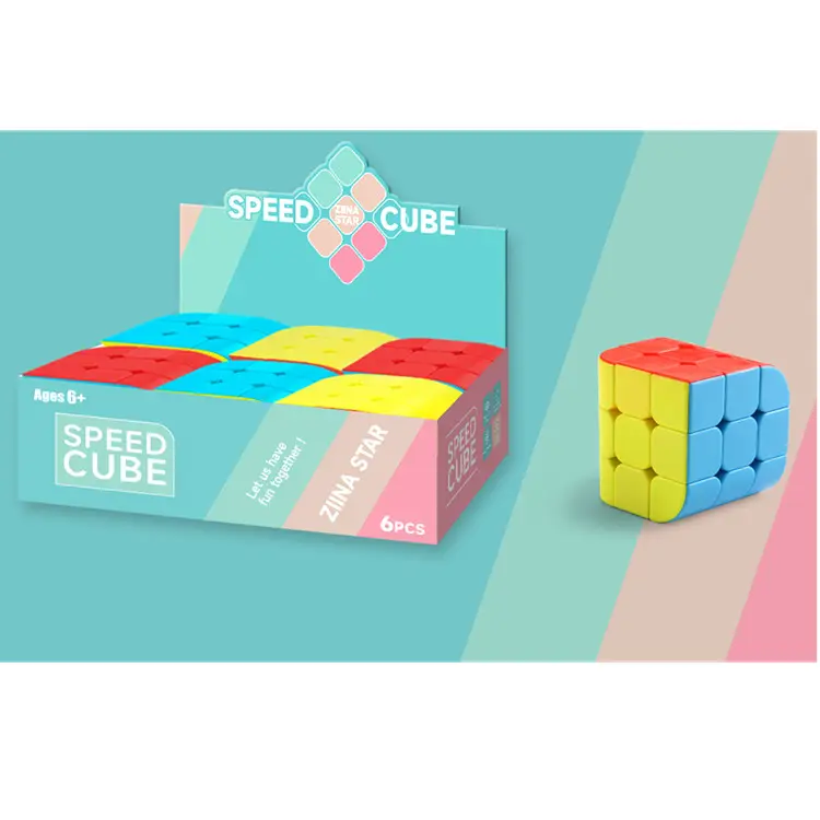 Mainan Puzzle Ziina penrose 3x3, mainan anak plastik ajaib penghilang stres, mainan fidget kubus tanpa stiker, mainan bintang Ziina