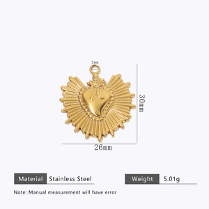 Ciondolo a cuore placcato in oro acciaio inossidabile per collana braccialetto fai da te accessori gioielli fatti a mano - Product Image 6