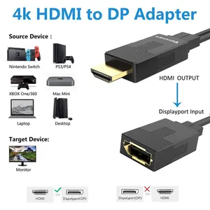 HDMI זכר לנקבת DP נתונים מתאם כבל HD 4K (3840x2160)@ 30Hz,1080p (1920x1080)@ 60Hz HDMI