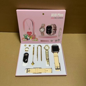 Montre connectée populaire A59 Plus pour couple, montre intelligente pour homme, montre-bracelet à quartz pour femme avec diamants, collier, bague, boucles d'oreilles, TOUT EN UN - Product Image 1