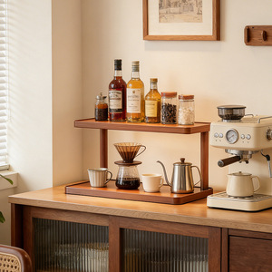 Estante de almacenamiento de varios niveles, organizador de escritorio de 2 niveles para tazas, agua, café, artículos pequeños, tipo vertical - Product Image 3