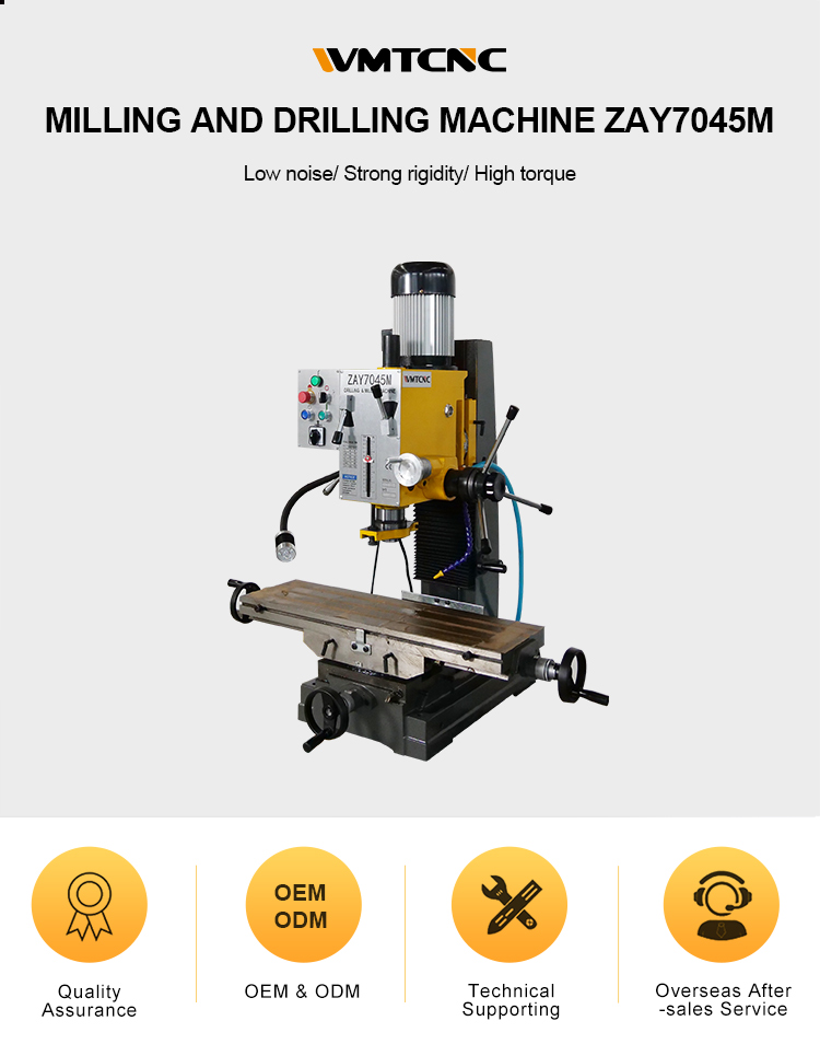 ZAY7045M Mini DRO Fresadora Manual Universal Vertical Gear Head