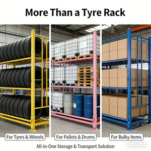 Étagère à pneus en acier robuste <span class=keywords><strong>TER</strong></span>, pliable, empilable, portable, avec protection contre la corrosion par revêtement en poudre, pour entrepôt, <span class=keywords><strong>garage</strong></span> - Product Image 2