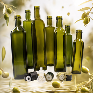Botella de <span class=keywords><strong>Vidrio</strong></span> para Aceite de Oliva Comestible, Color Ámbar Verde Oscuro, Cuadrada o Redonda, con Tapa, Apta para Alimentos - Product Image 3