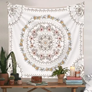 Tapiz de pared floral impreso personalizado moderno con marco poliéster lavable a máquina - Product Image 3