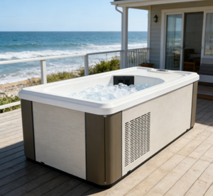 Bañera Acrílica Independiente Vanace Blanca, Diseño Todo en Uno para Inmersión en Frío con Luz LED Subacuática para Spa y Hotel - Product Image 1