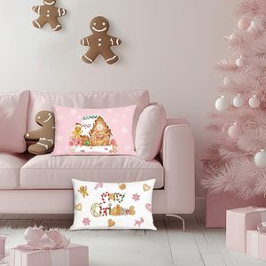 Fodere per cuscini natalizi lombari, 2 pezzi, design con fiocchi di neve e pan di zenzero, in morbido velluto, per la casa - Product Image 2