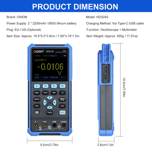 Testeur multifonction 3-en-1, oscilloscope numérique, multimètre, générateur de formes d'onde, 2 canaux, 40 MHz, écran LCD 3,5 pouces HDS242 - Product Image 3