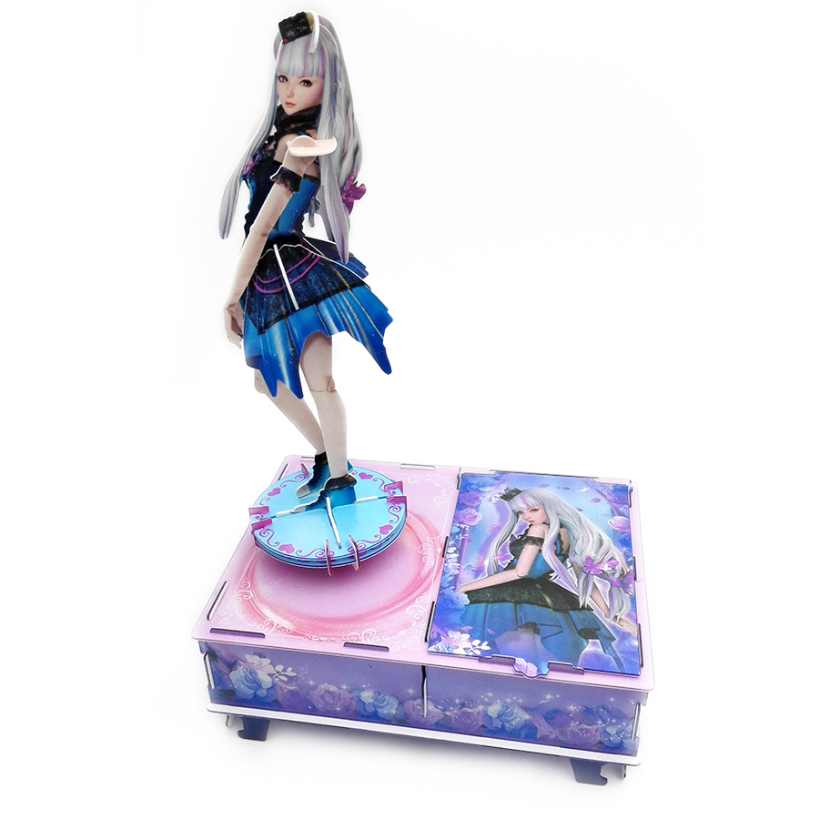 3D головоломка на заказ, оптовая продажа музыкальной шкатулки для песен, сделай сам, пластиковая вращающаяся Музыкальная шкатулка с рукояткой для подарка