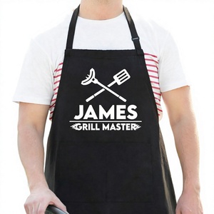 Custom Cotton Bib <b>Apron</b> <b>Men</b> Adjustable Name Print BBQ Cooking Grilling <b>Apron</b> 2 Pockets Kitchen Grill Master - Product Image 3