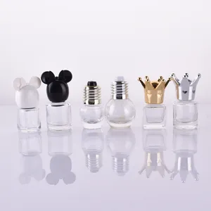 Bouteille de vernis à ongles noir de 8ml, bouteille de vernis à ongles en verre de gel uv vide avec capuchon de couronne d'ampoule bon marché, vente en gros - Product Image 1