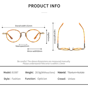 81087 OEM&ODM Montatura Occhiali Rotonda Minimalista Vintage John <span class=keywords><strong>Lennon</strong></span>, Telaio Ibrido in Acetato e Titanio, Occhiali Retrò Unisex con Aste Verdi - Product Image 4
