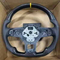 Maßgefertigtes Gelbes Echtcarbon-Leder-Lenkrad für Volkswagen Polo MK7 Passat Golf 4 5 6 7 8 GTI R Line MK5 MK6 MK7 MK8
