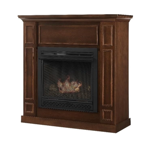 Natural Gas or Liquid Propane, 26,000 <strong>BTU</strong>, <strong>Heats</strong> 950 <strong>Sq</strong> <strong>ft</strong> - Walnut Finish Gas Fireplace