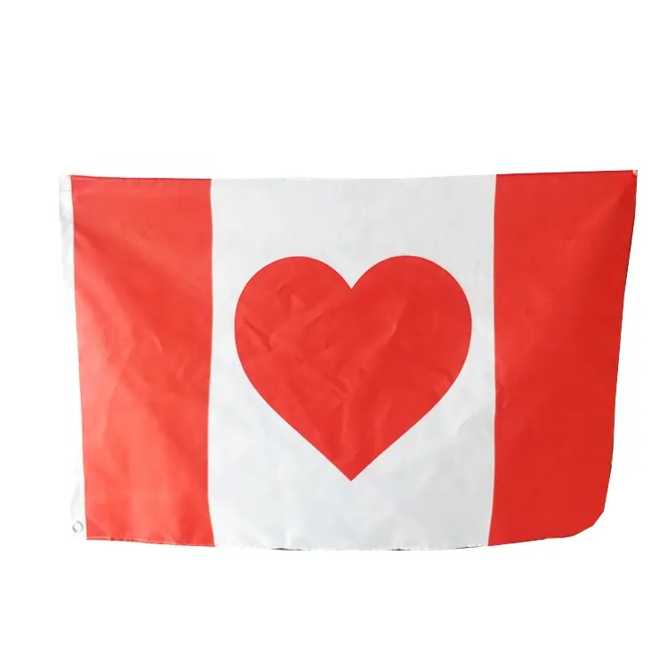 Outdoor custom event red heart polyester flag banner