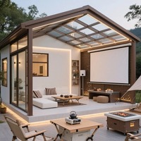 Verrière de jardin au design moderne avec structure en alliage d'aluminium, préfabriquée et à toit en pente pour cour et véranda, jardin d'hiver