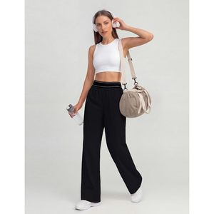 FOXA Womens Spandex/Polyester Simple <b>Track</b> <b>Pants</b> Loose <b>Straight</b> <b>Leg</b> Elastic Waist Lightweight Trousers Summer Workout Wear - Product Image 5