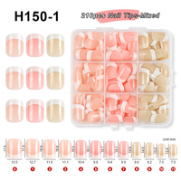216 faux ongles colorés à bords français, 9 grilles, nude, forme amande, réutilisables, pour manucure en salon et DIY nail art
