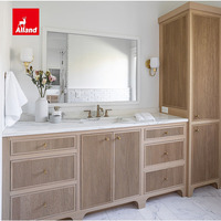Meuble de salle de bain haut de gamme, armoire à linge étroite, style Shaker, en chêne blanc rainuré, avec panneaux cannelés, pour salle de bain de luxe
