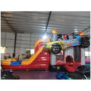 Castillo Inflable Comercial <span class=keywords><strong>de</strong></span> Mármol <span class=keywords><strong>de</strong></span> Doble Carril <span class=keywords><strong>para</strong></span> Carreras <span class=keywords><strong>de</strong></span> Autos, con Tobogán y Piscina, <span class=keywords><strong>para</strong></span> <span class=keywords><strong>Alquiler</strong></span> en Fiestas - Product Image 1